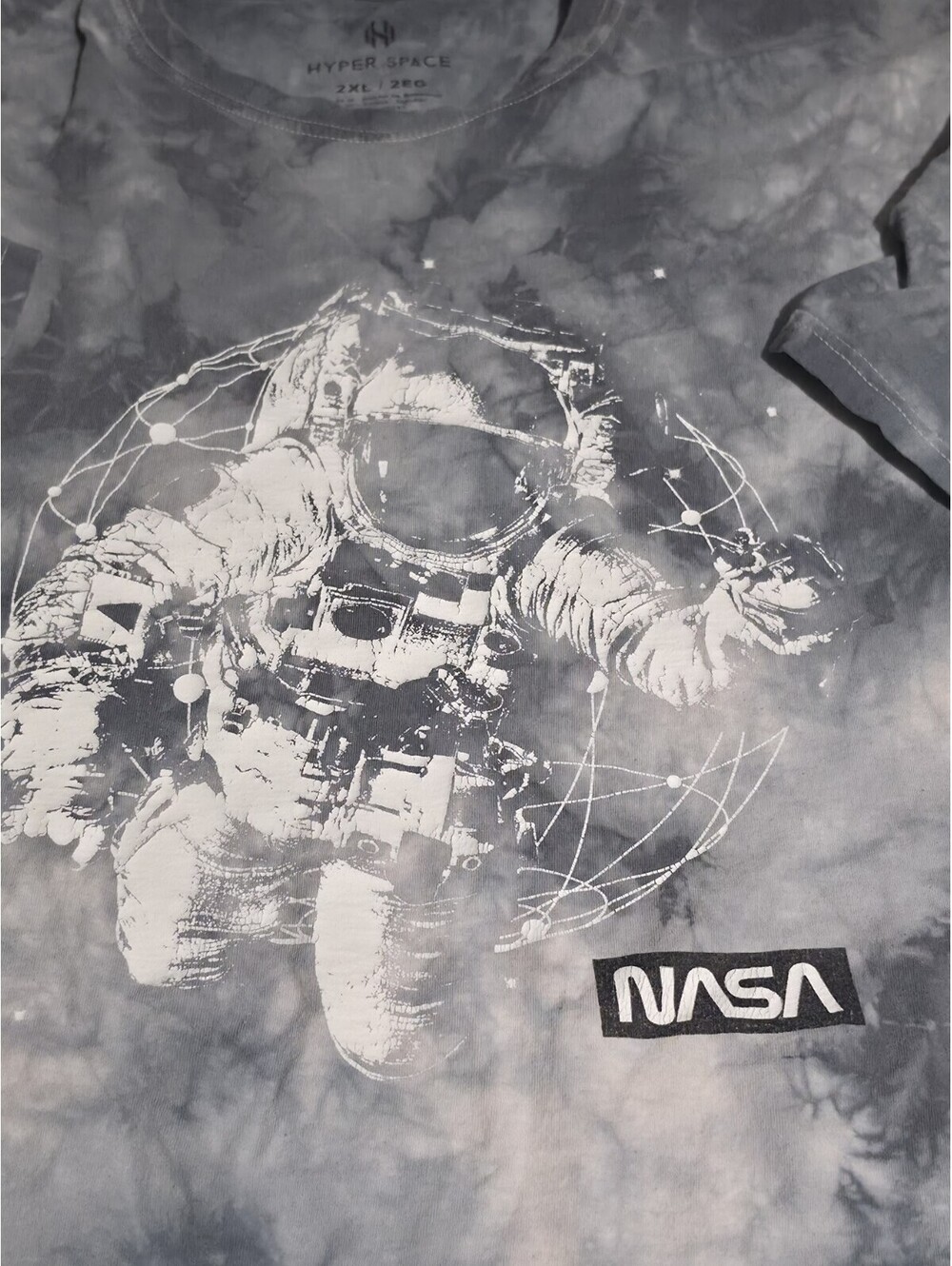 Hyper Space NASA Astronaut T-Shirt Mens 2XL Blue Tie Dye Good Graphic Tee